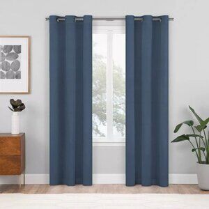 Eclipse Shadow Navy Blue 2 Blackout Window Curtain Grommet Panel Set 37" x 84"